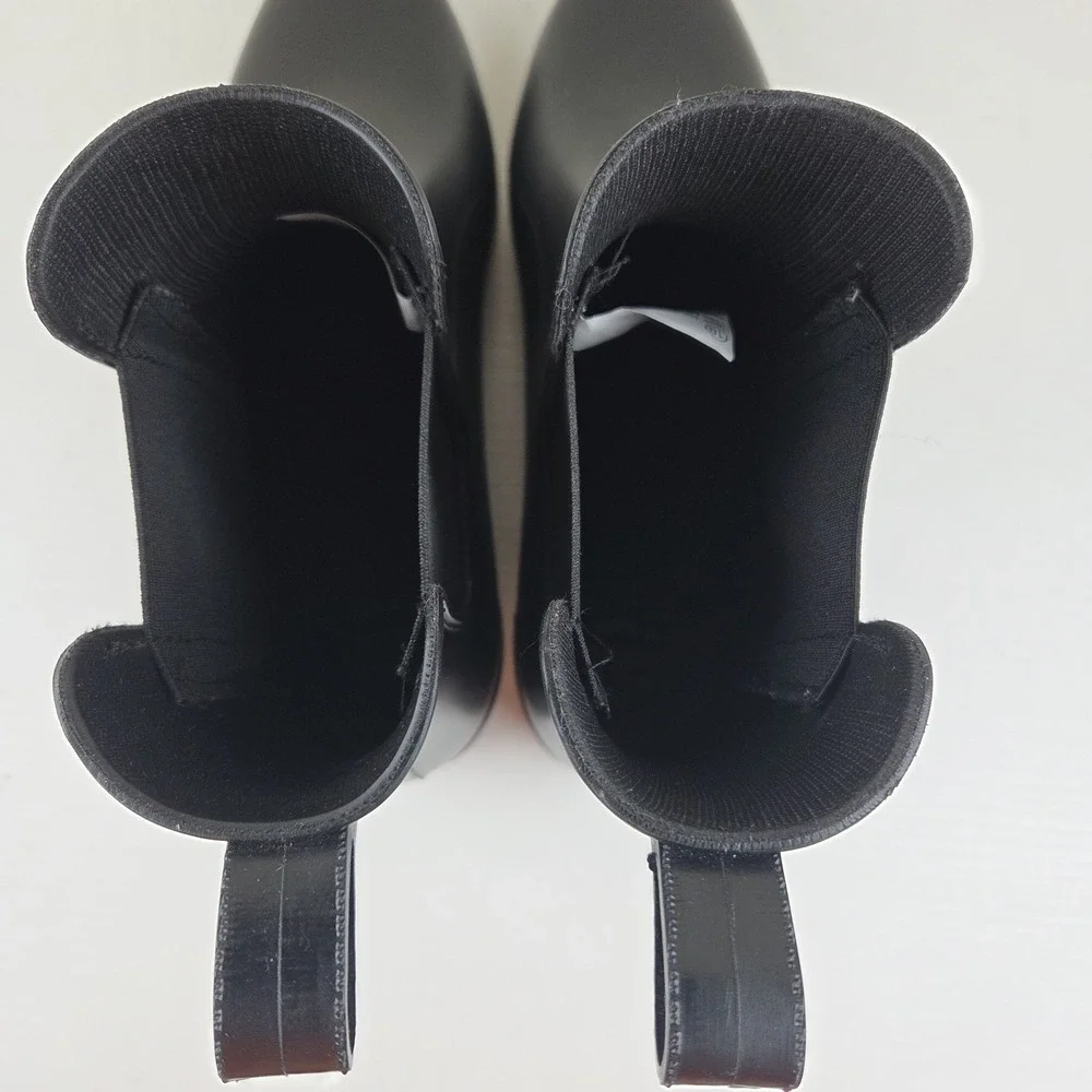 A New Day‎ Women's Chelsea Black Pull On Heel Rain Boots Waterproof Size 10